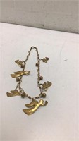 Vintage Brass Christmas Angel Necklace K8D