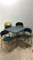 Card Table w 4 Vintage Folding Chairs M9B