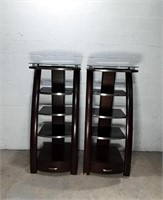 2 Contemporary Glass & Wood Shelves Q10A