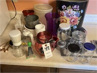 Gaggle of vases and miscellaneous kitchen items