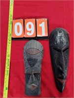 carved wood masks uganda pair
