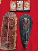 carved wood masks Uganda no label