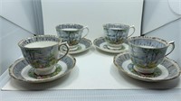 4 Royal Albert " Silver Birch " Cups & Saucers