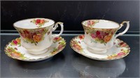 2 Royal Albert " Old Country Roses " Cups & Saucer