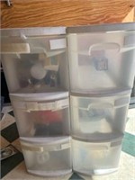 Plastic storage containers and contents inside