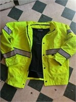 Neon yellow work coat mens Large