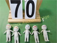 5 Miniature Bisque Dolls Marked Japan 3.75"
