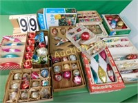 Old Christmas Ornaments With a Box of Lights