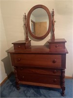 cherry dresser with mirror, 41.5"x20”x40”