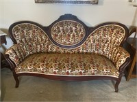 Kimball Cameo Floral Victorian tufted settee 64"