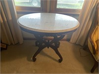 oval marble top hall table 33"x21”x28”