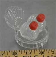 Vintage pressed glass mini S&P shaker set