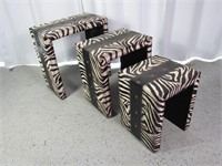 Set of 3 Nesting Zebra Print Table