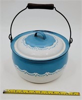 Antique Nesco Bonnie Blue Enamelware Pot w/Lid