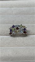 Sterling Silver Ring With Colorful Stones Size 7 R