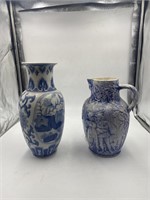 vintage blue and white chinese ceramic vase and