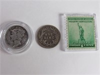 1904 & 1939 Dimes & Postage Stamp