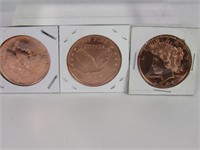 (3) Copper Liberty Coins