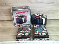POKER CHIP RACKS AND SETS, 2 BOXES 11.5G CHIPS NEW