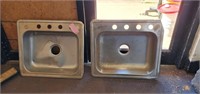 2 STAINLESS STEEL SINKS - 25" X 22" - DENTED,