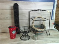 PLANT HOLDER, BASKETS, CUP, SMALL WOOD DRAWER ITEM
