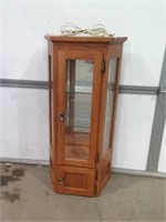 LIGHTED SMALL CURIO CABINET, GLASS SHELVES, 2 DOOR