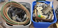 2 TOTES - ELECTRICAL, CUTTING TORCH HOSE, MISC