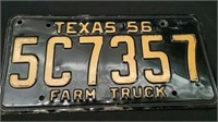 1956 Texas Farm Truck License Plate 12" x 6"