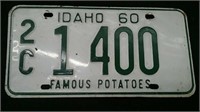 1960 Idaho License Plate, Approx. 6 1/8"×12 1/8"