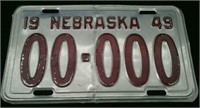 1949 Nebraska License Plate 5 3/4"×10 1\8"