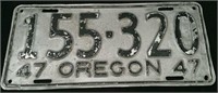 1947 Oregon License Plate, Approx. 5 1/2"×12"