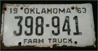 1963 Oklahoma Farm Truck License Plate, Approx. 6