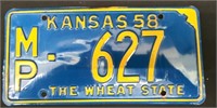 1958 Kansas License Plate 12" x 6"