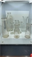 8 Vintage Clear Milk Bottles 3 Embossed With Compa