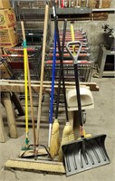 Brooms and snow shovel