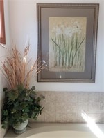 Wall Art & Vase with Faux Grass