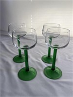 Lot Of 12 Green Long Stemmed Wine Glasses