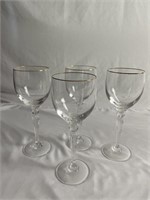 Set Of Four Waterford Gold Rim Wine Glasses