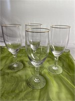Set of Four Waterford Gold Rim Water Glasses