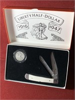1935 US SILVER WALKING LIBERTY HALF / KNIFE SET
