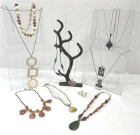 Lot of Jewelry Including Cast Iron Necklace Tree.