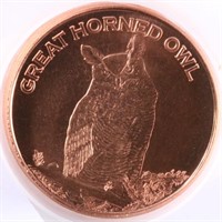 Tube of 20: 1oz Copper Rounds - Owl