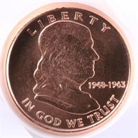 Tube of 20: 1oz Copper Rounds - Franklin