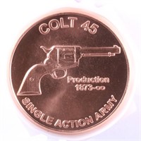 Tube of 20: 1oz Copper Rounds - Colt 45