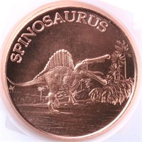 Tube of 20: 1oz Copper Rounds - Spinosaurus