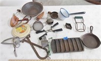 Vintage kitchen items, corn pan