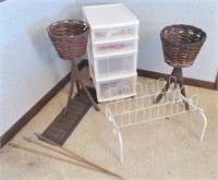 Storage container, 2 plant stands, shoe rack