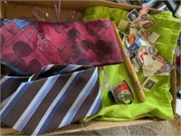 Stamps, Mickey Mouse tie, Mini Bat, Tin Cup