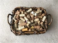 Wicker Basket of Wine Corks