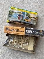 2 Vintage Model Kits FirePumper/Gas Station